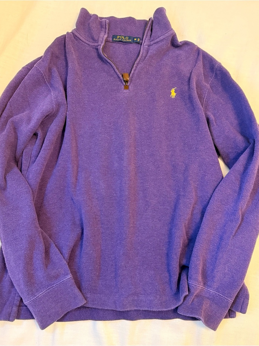 Polo by Ralph Lauren Purple Half-Zip Sweater with Yellow embroidery - Men’s M